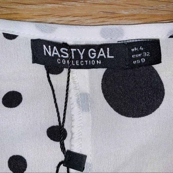 Nasty Gal Polka Dot Print Mix Frill Midi Dress - Picture 12 of 13